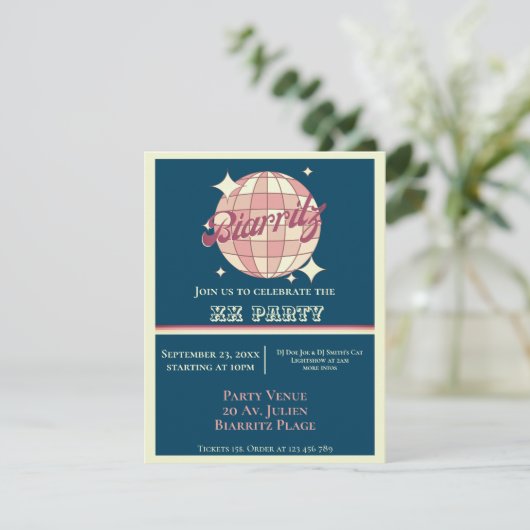 Biarritz Frankrijk strand plage party Uitnodiging (Staand voorkant)