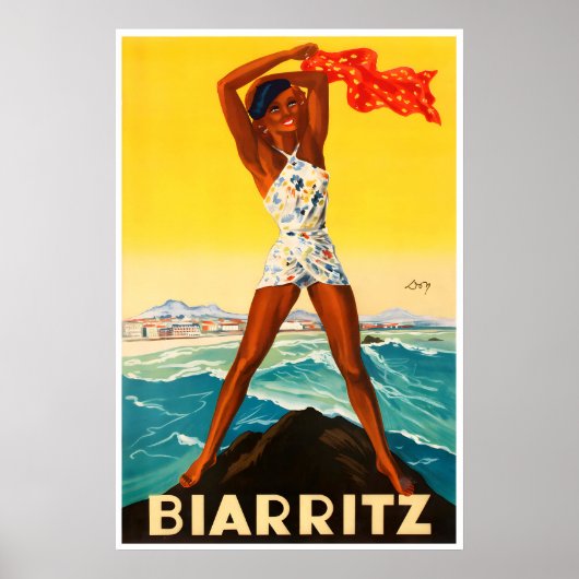 Biarritz Reisposter Vintage Frankrijk Print Frans (Voorkant)