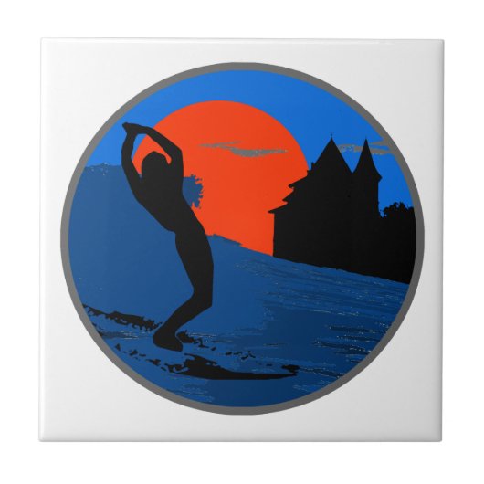 Biarritz-surfer Tegeltje (Voorkant)