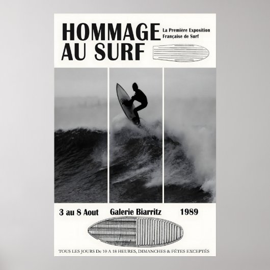 Biarritz Surfing Exhibition Poster 1989 Surfen (Voorkant)