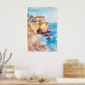 Biarritz Watercolor 1 Poster (Keuken)