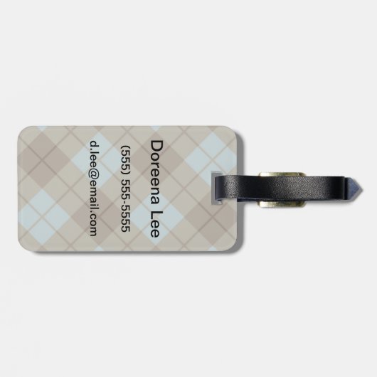 Bias Pset in Blue en Brown Bagagelabel (Achterkant horizontaal)