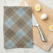 Bias Pset in Blue en Brown Theedoek (Quarter Fold)