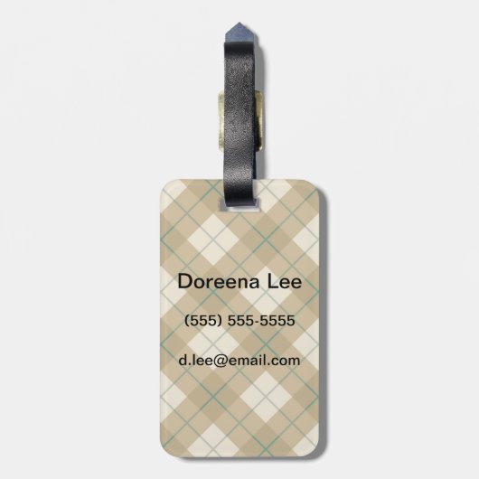 Bias Pset in Gold met Green Stripe Bagagelabel (Achterkant verticaal)