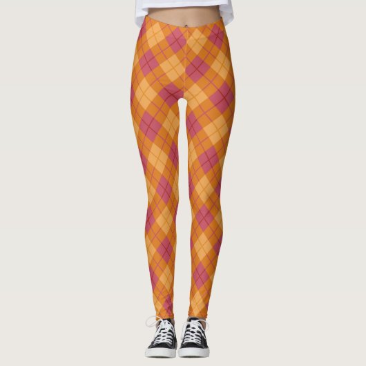 Bias Speld in Oranje en roze Leggings (Voorkant)