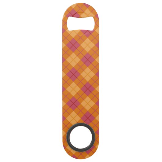 Bias Speld in Oranje en roze Speed Flessenopener (Voorkant)