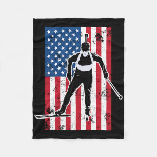 Biathlon American Flag 2 USA Gift - Biathlon Team Fleece Deken
