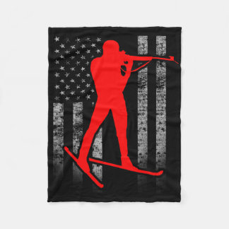 Biathlon Amerikaanse vlag - Rode mannelijke biatle Fleece Deken