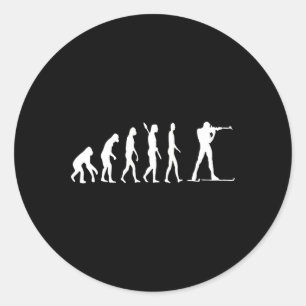 Biathlon Biatleet Evolutie Skiën Winter Shooting Ronde Sticker