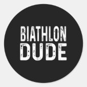 Biathlon Dude Distressed Sprint Pursuit Relay Trac Ronde Sticker (Voorkant)