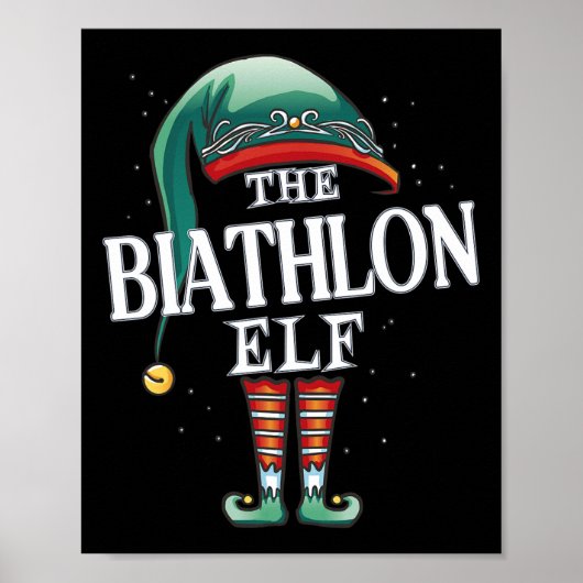 Biathlon Elf Kerstgroep Xmas Pajama Party Poster (Voorkant)