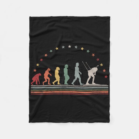Biathlon Evolution Retro Ski Hob Fleece Deken (Voorkant)