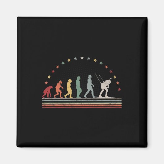 Biathlon Evolution Retro Ski Hob Magneet (Voorkant)