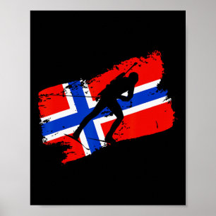 Biathlon Noorwegen Vlag Noorse Langlaufen Skiën Poster