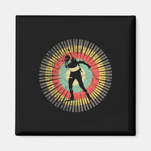 Biathlon Retro 70s Gift Biathlon Magneet (Voorkant)