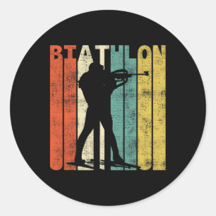 Biathlon Retro Biatleet Ronde Sticker