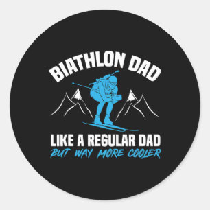 Biathlon vader als een gewone vader meer koeler bi ronde sticker