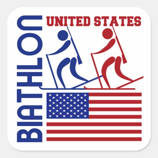 Biathlon Verenigde Staten Vierkante Sticker (Voorkant)