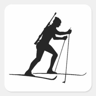 Biatleet Silhouet Vierkante Sticker