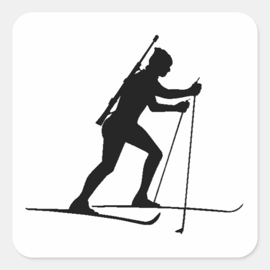 Biatleet Silhouet Vierkante Sticker (Voorkant)