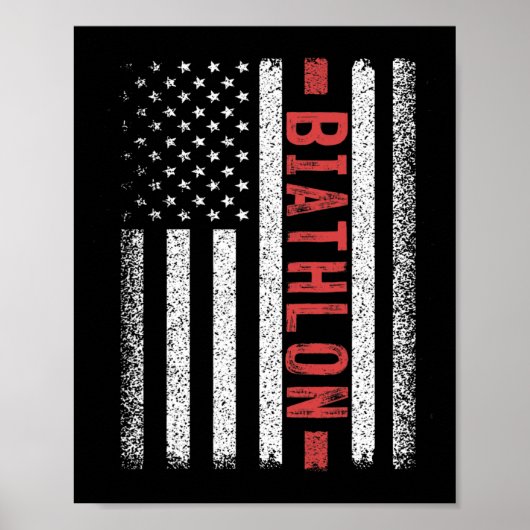 Biatlon Amerikaanse vlag 4 juli Biatlon Runner Poster (Voorkant)