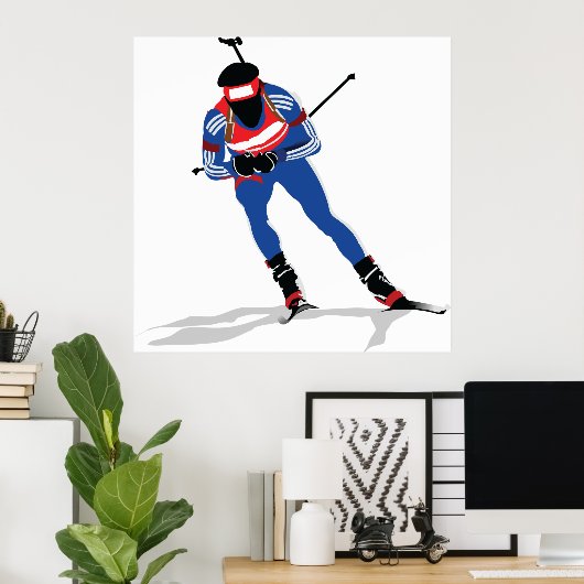 Biatlon Athlete op ski's Poster (Thuiskantoor)