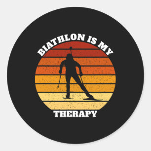 Biatlon is mijn therapie ronde sticker