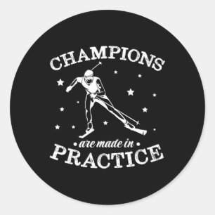 Biatlon kampioenen worden gemaakt in de praktijk C Ronde Sticker