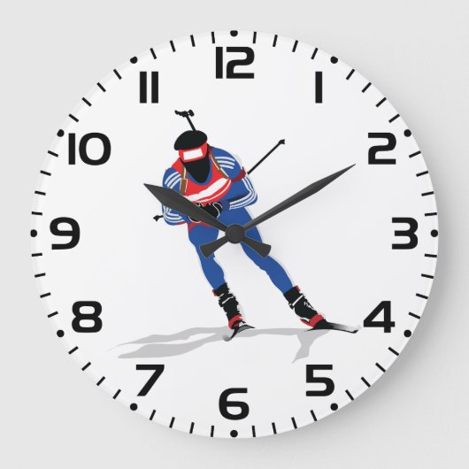 Biatlon Skiër Wintersport Atleet in actie Grote Klok (Voorkant)