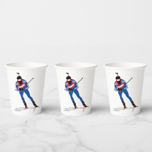 Biatlon Skiër Wintersport Atleet in actie Papieren Bekers