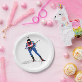 Biatlon Skiër Wintersport Atleet in actie Papieren Bordje (Feest)