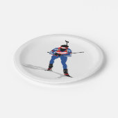 Biatlon Skiër Wintersport Atleet in actie Papieren Bordje (Gekanteld)
