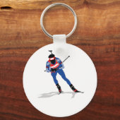 Biatlon Skiër Wintersport Atleet in actie Sleutelhanger (Voorkant)
