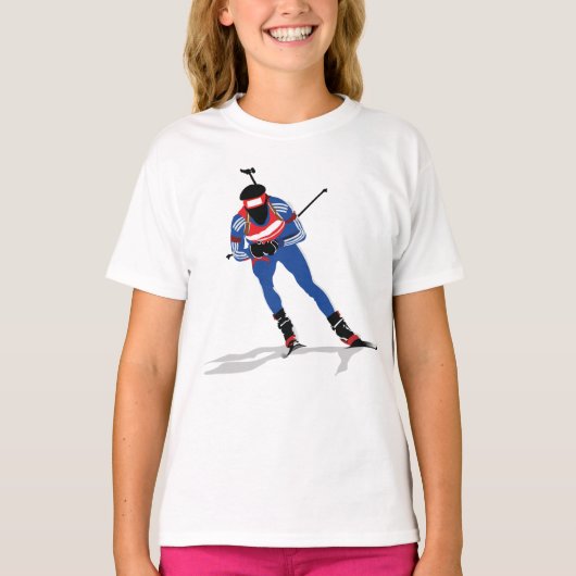 Biatlon Skiër Wintersport Atleet in actie T-shirt (Voorkant)
