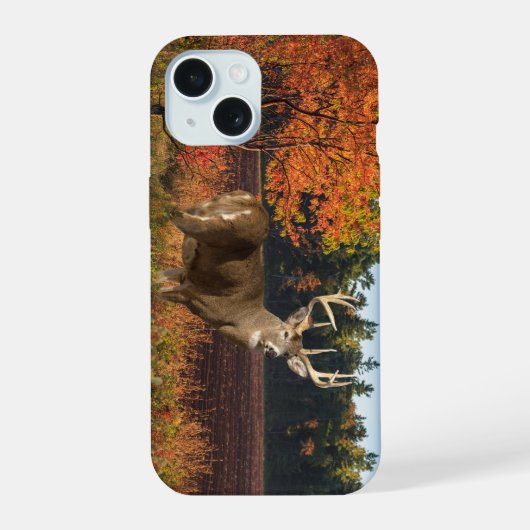 Bib Whitetail-hert slaat een pose iPhone 15 Case (Achterkant)