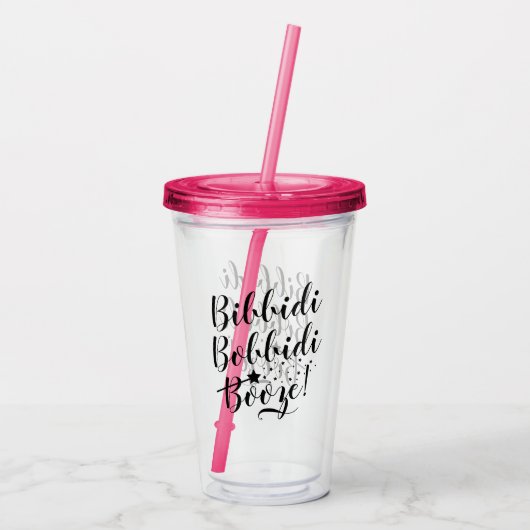 Bibbidi Bobbidi Booze Funny Magical Black Script Acryl Drinkbeker (Achterkant)