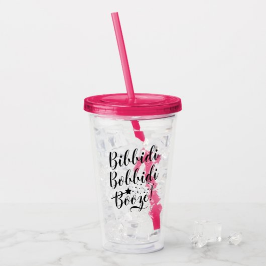 Bibbidi Bobbidi Booze Funny Magical Black Script Acryl Drinkbeker (Voorkant ijs)
