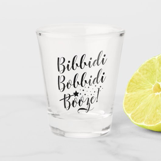 Bibbidi Bobbidi Booze Funny Magical Black Script Shot Glas (Voorkant)
