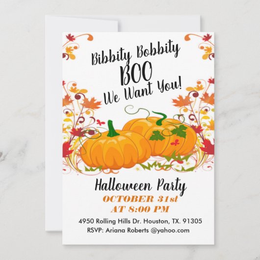 Bibbity Bobbity Boo Halloween Uitnodiging (Voorkant)
