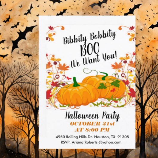 Bibbity Bobbity Boo Halloween Uitnodiging