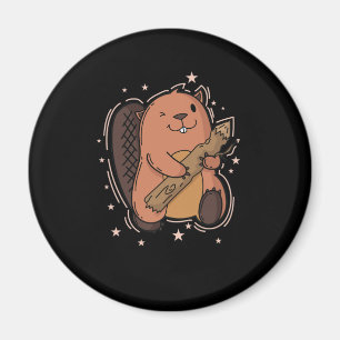 Biber mit zegen Holz Magneet