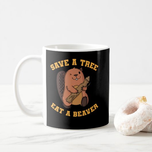 Biber Save a Tree Eat Beaver Koffiemok (Met donut)