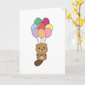 Biber vliegt op met kleurrijke ballonnen kaart (Gele Bloem)
