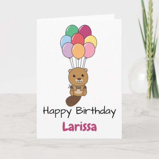 Biber vliegt op met kleurrijke ballonnen Kaart (Voorkant)