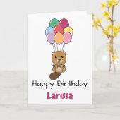 Biber vliegt op met kleurrijke ballonnen Kaart (Gele Bloem)