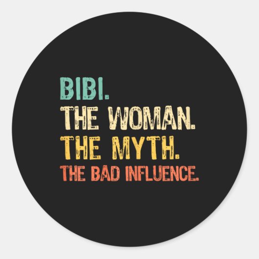Bibi De Vrouw De Mythe De D Invloed Grappig Retro Ronde Sticker (Voorkant)