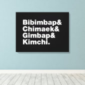 Bibimbap & Chimaek & Gimbap & Kimchi. Koreaanse vo Canvas Afdruk (Insitu (Houten vloer))