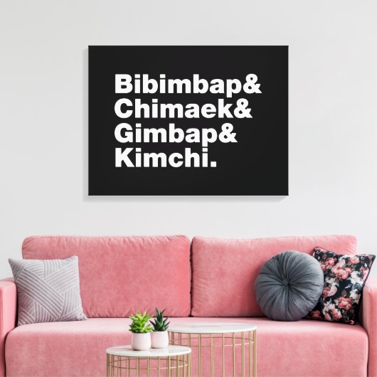 Bibimbap & Chimaek & Gimbap & Kimchi. Koreaanse vo Canvas Afdruk (Insitu (Woonkamer))