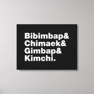 Bibimbap & Chimaek & Gimbap & Kimchi. Koreaanse vo Canvas Afdruk