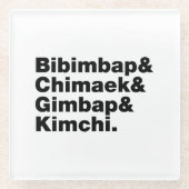 Bibimbap & Chimaek & Gimbap & Kimchi. Koreaanse vo Glazen Onderzetter (Voorkant)
